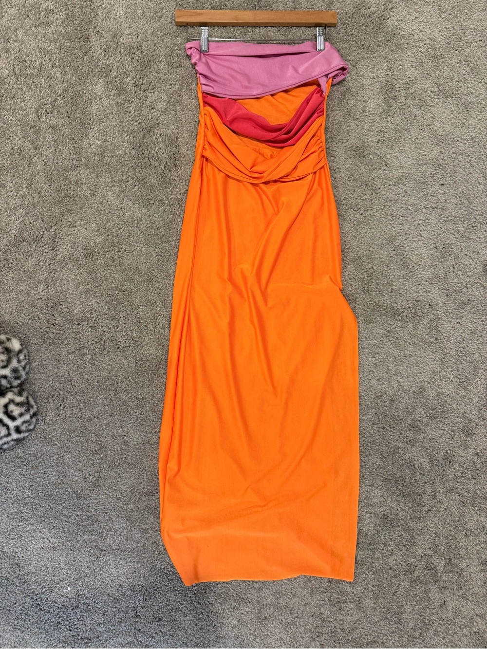 Micas Vibrant Orange & Pink Colorblock Maxi Dress